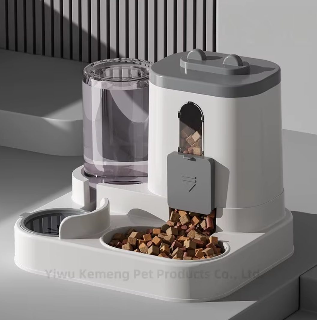 (Grey) 2 in 1 Automatic Pet Feeder and Water Dispenser Set
