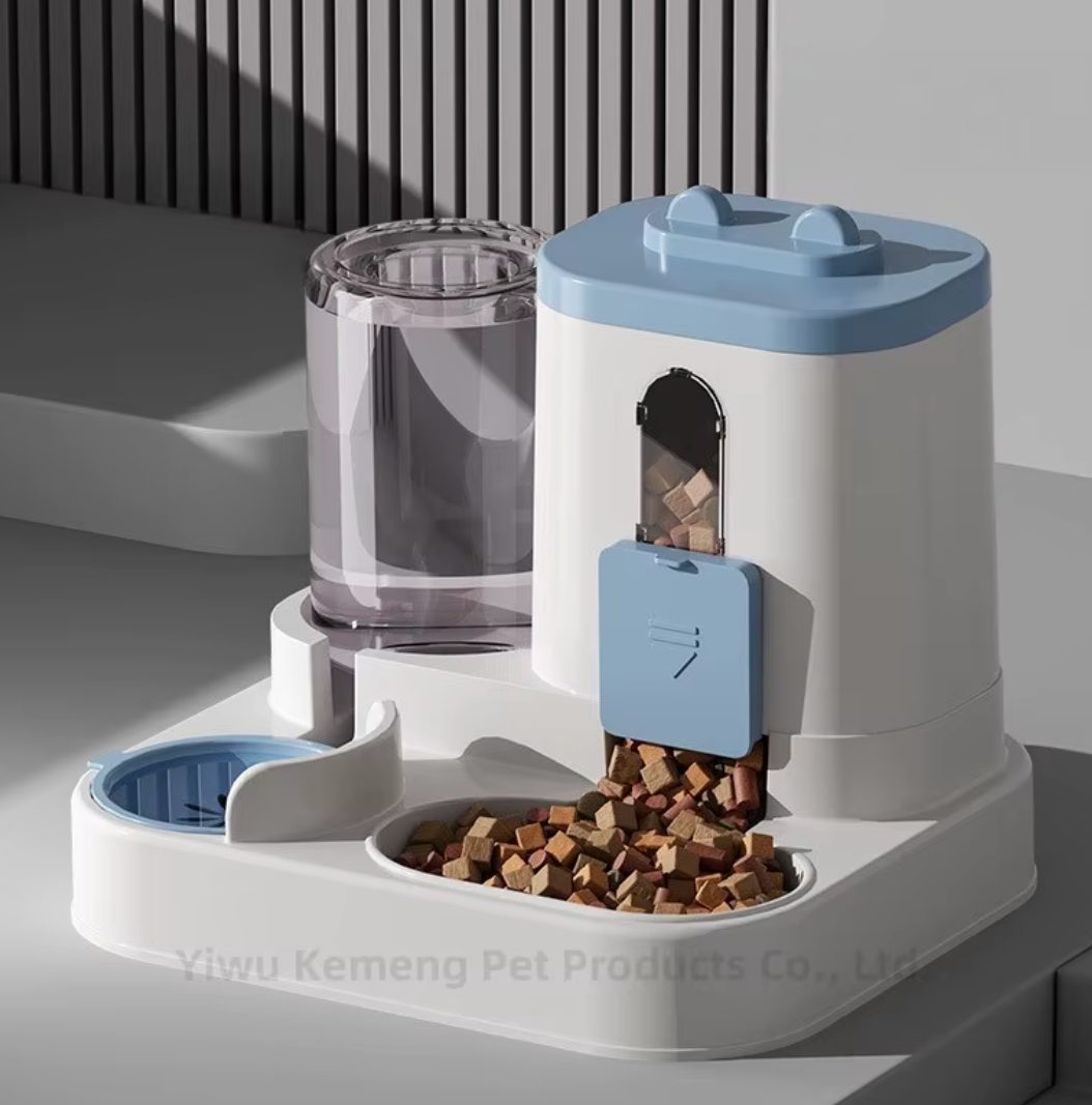 (Blue) 2 in 1 Automatic Pet Feeder and Water Dispenser Set