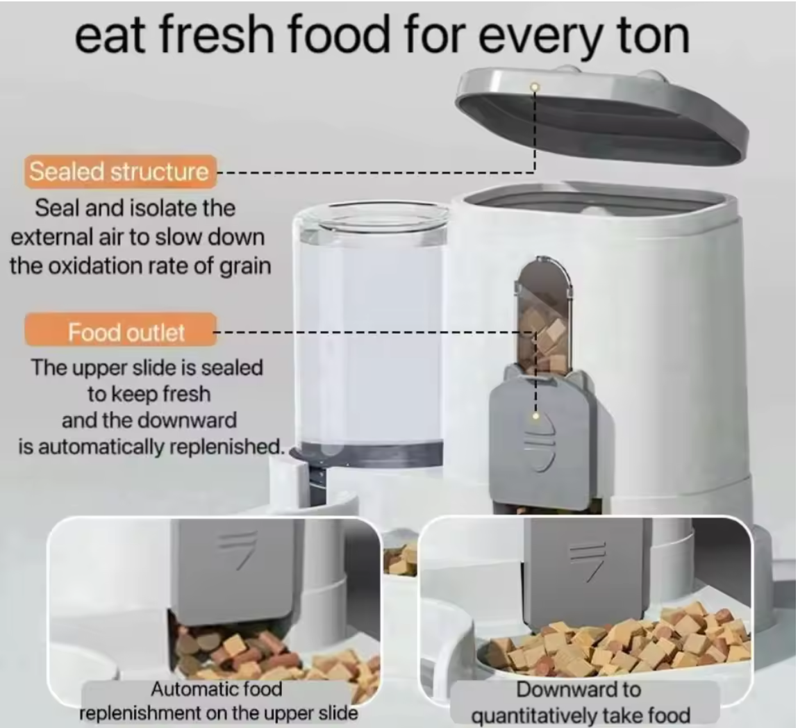 (Yellow) 2 in 1 Automatic Pet Feeder and Water Dispenser Set