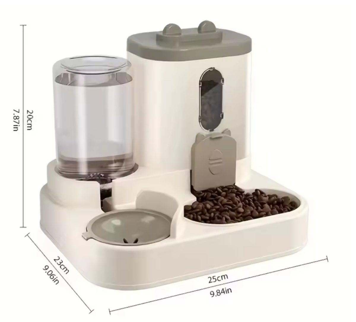 (Grey) 2 in 1 Automatic Pet Feeder and Water Dispenser Set