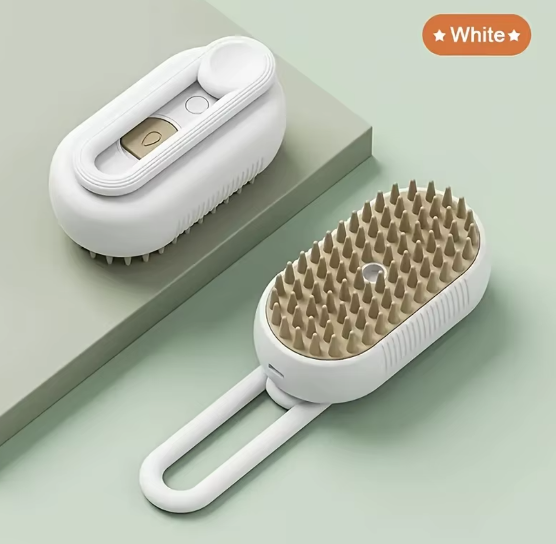 (White) Cat Brush Steam, Comb for Cats, Cat Grooming Brush for Long and Short Hair of Cats and Dog