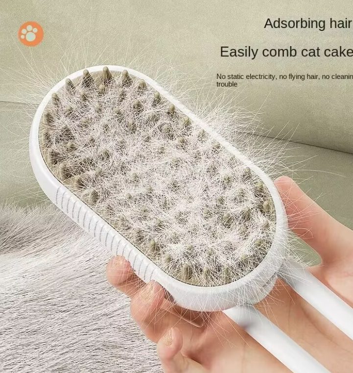 (Orange) Cat Brush Steam, Comb for Cats, Cat Grooming Brush for Long and Short Hair of Cats and Dog