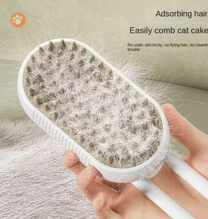 (White) Cat Brush Steam, Comb for Cats, Cat Grooming Brush for Long and Short Hair of Cats and Dog