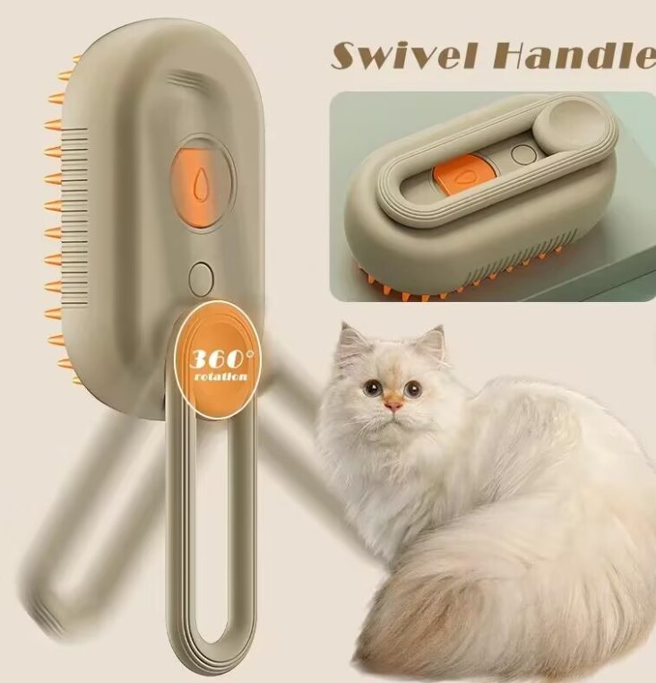 (Orange) Cat Brush Steam, Comb for Cats, Cat Grooming Brush for Long and Short Hair of Cats and Dog