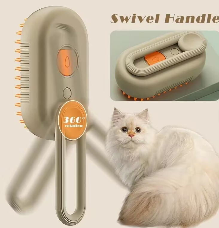 (White) Cat Brush Steam, Comb for Cats, Cat Grooming Brush for Long and Short Hair of Cats and Dog