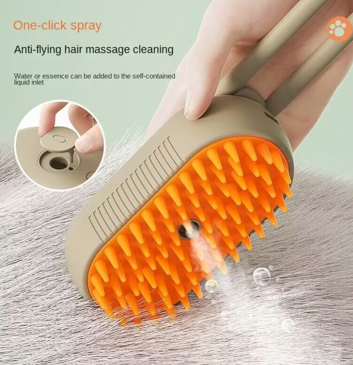 (Orange) Cat Brush Steam, Comb for Cats, Cat Grooming Brush for Long and Short Hair of Cats and Dog