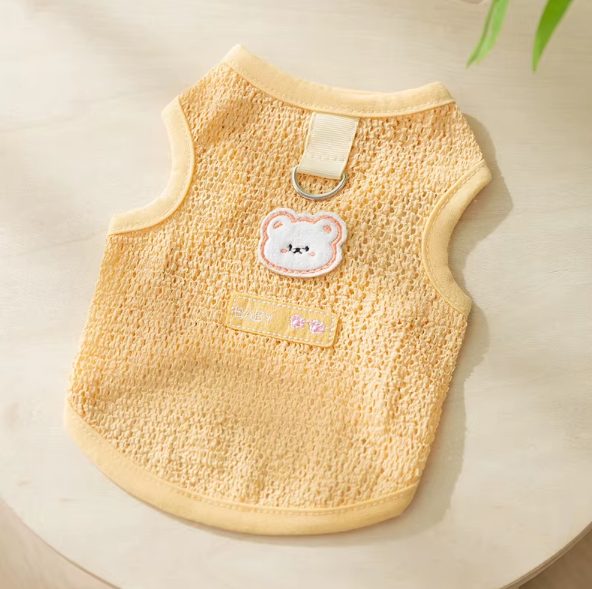 (Yellow) Soft Netted Cat Vest - Harness for Small Medium Cats