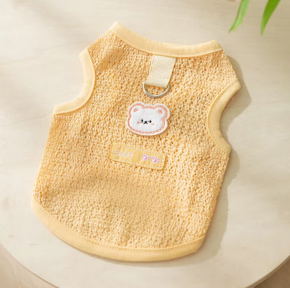 (Yellow) Soft Netted Cat Vest - Harness for Small Medium Cats