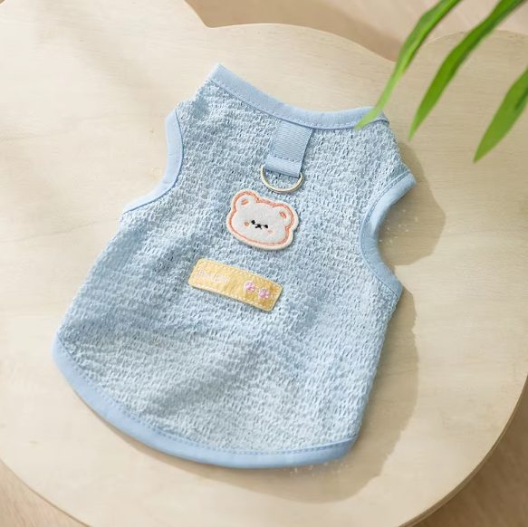(Blue) Soft Netted Cat Vest - Harness for Small Medium Cats
