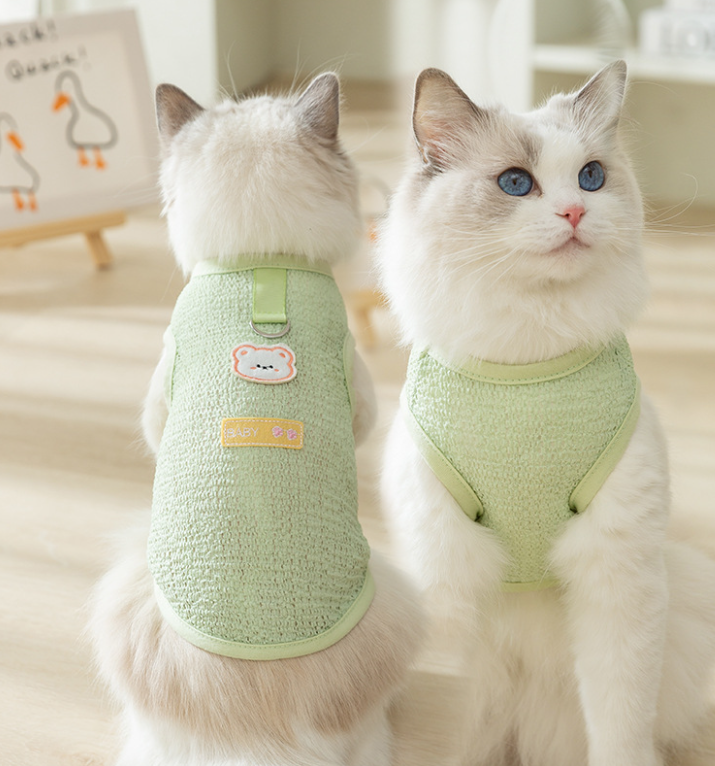 (Blue) Soft Netted Cat Vest - Harness for Small Medium Cats