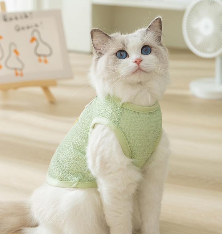 (Blue) Soft Netted Cat Vest - Harness for Small Medium Cats